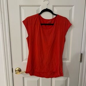 Athleta Red Fitted Cap Sleeve Blouse